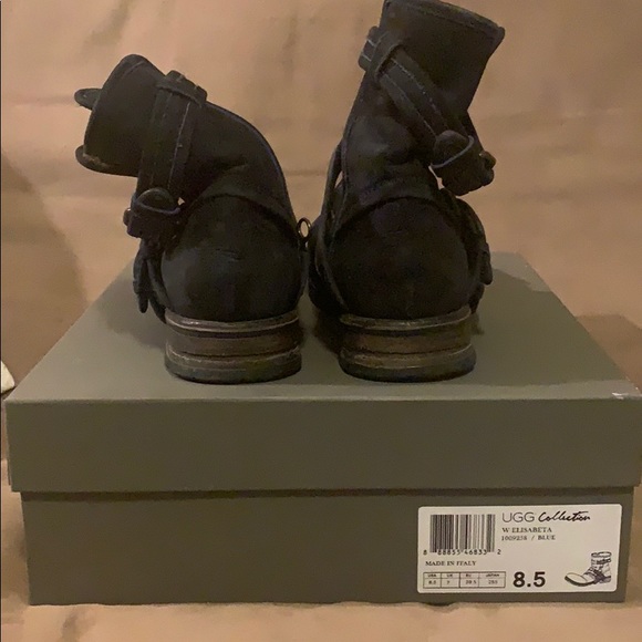 Gorgeous Italian Leather Navy Blue Ugg Moto Boots - Picture 13 of 13